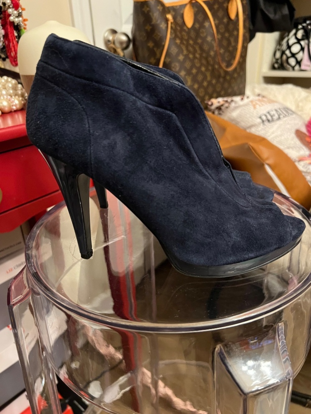 Nine West Blue Suede high heel bootie - Picture 2 of 5